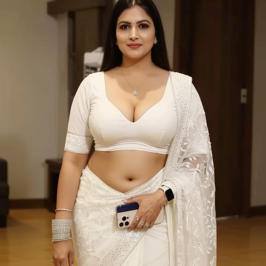AI generated: Desi aunty full body with transparent saree
open navel ,drop saree ,only bra , big chest ,curvey , d...