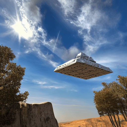 AI generated: Imperial Star destroyer in a blue sky
