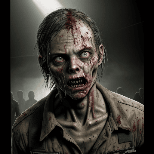 AI generated: a hyper realistic zombie from the walking dead as a futureistic soldier, the walking dead season 100...