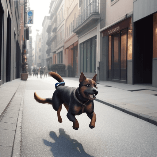 AI generated: dog running after his lover in the street.