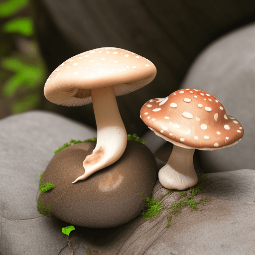 AI generated: some mushrooms growing on a rock