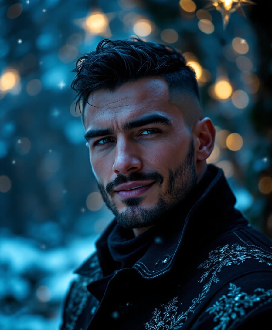 AI generated: Photo of a ultra realistic cinematic scene of  a without beard most handsome strong clean shaven smi...