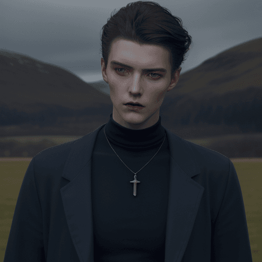 AI generated: the man in the field is dressed for the camera, in the style of daria endresen, kris knight, scottis...