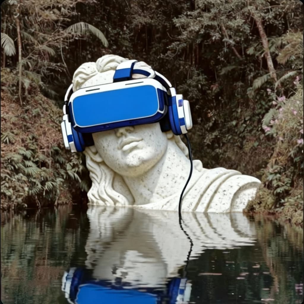 AI generated: The illustration on the first image as the statue on the second, same position and material