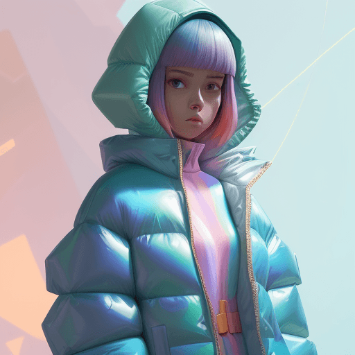 AI generated: a woman wearing a poncho oversized puffer jacket, inspired by OffWhite, tumblr, inspired by Yanjun C...