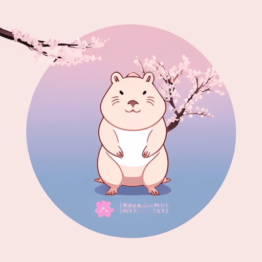 AI generated: Logo for simple mascot for a capybara company in flat vector logo of circle, pink blue purple gradie...