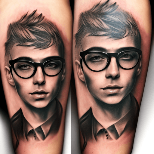 AI generated: man futuristic,with glasses, tatoos, piercings, 