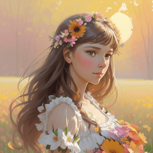 AI generated: commercial illustration of a woman dressed in flowers with flowers in her hair, in the style of artg...