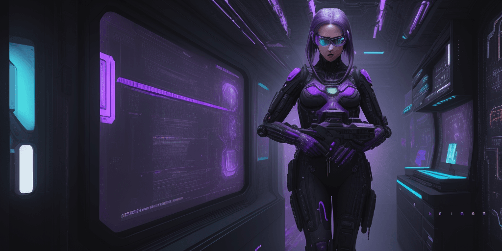 AI generated: AR glasses, sci-fi, cyberpunk, extremely futuristic, violet, dark, hyper-intricate, hyper detailed, ...