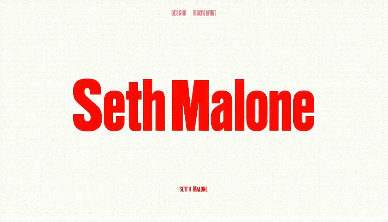 AI generated: The text “Seth Malone” designed as a bold, iconic magazine cover masthead. randomize
