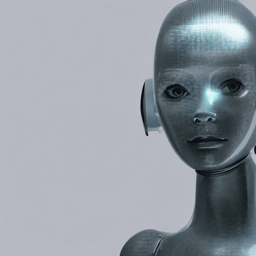 AI generated: Transparent Elegant Futuristic Female Android Humanoid Robot with Face removed, I-Robot Movie, Artif...