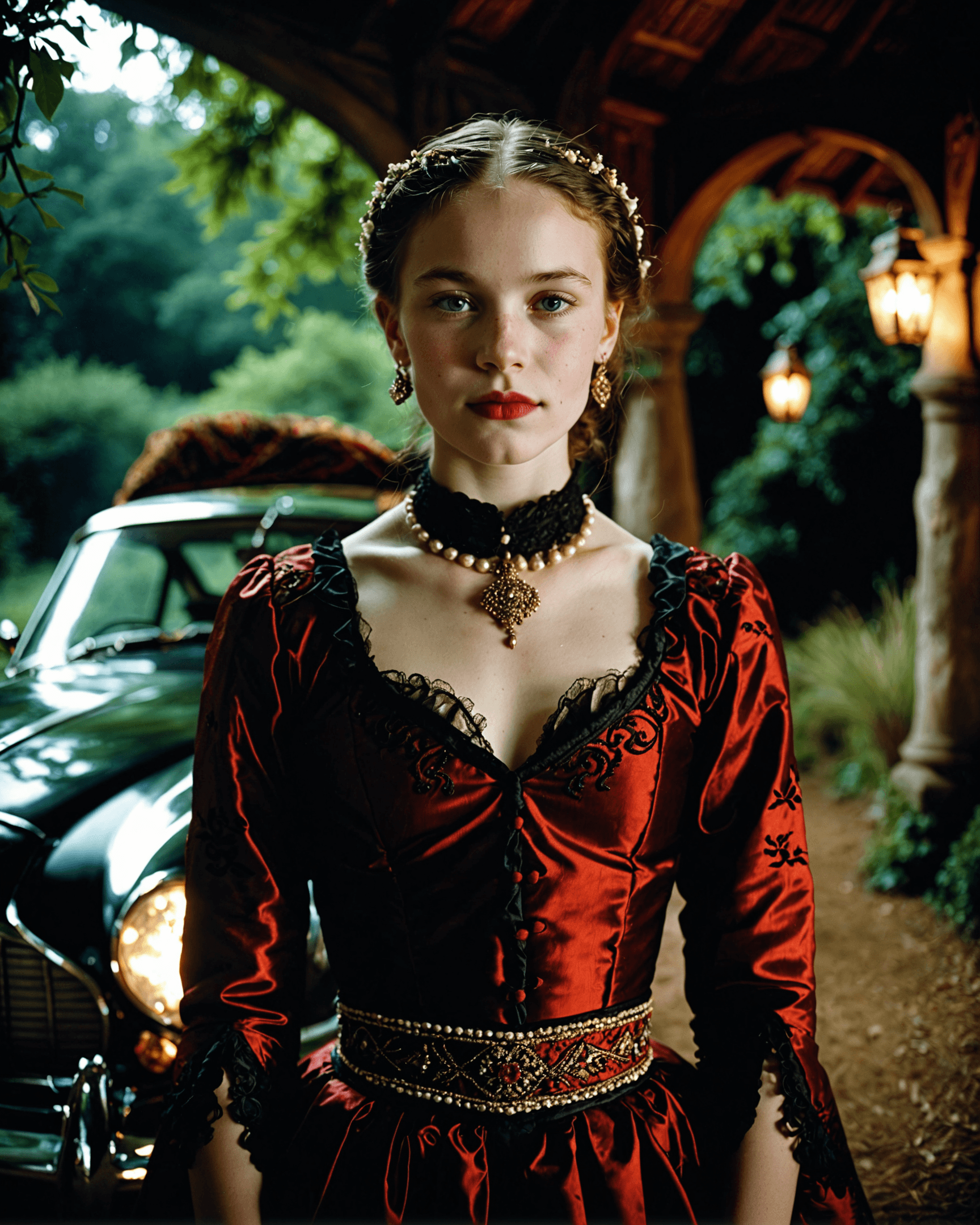 AI generated: cinematic photo niji, photograph, hip level shot of a traditional Gothic (Girl:1.3) , Rich and Rugge...