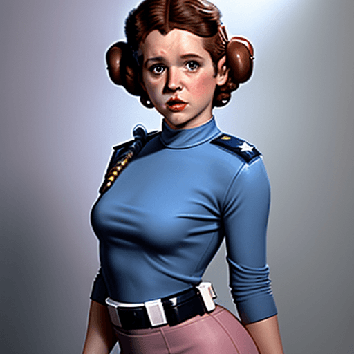 AI generated: Young Carrie Fischer 
dressed up in a sexy cop costume
Realistic  