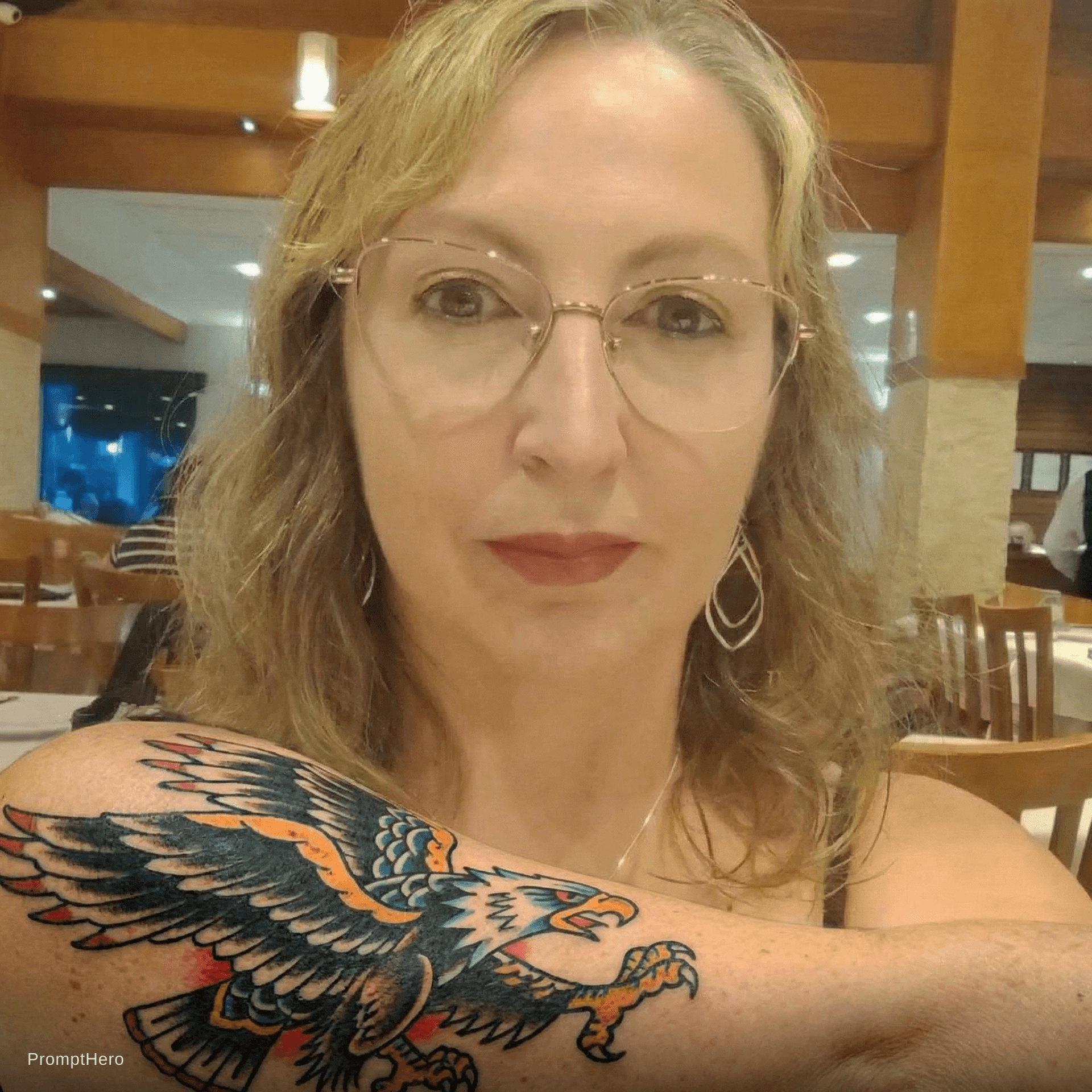 AI generated: traditional eagle covering full bicep, bold American style with color