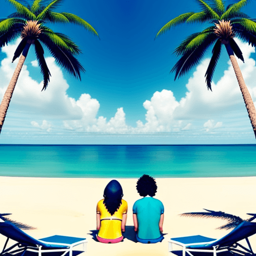 AI generated: Palmtrees near beach and sitting in krandisky style