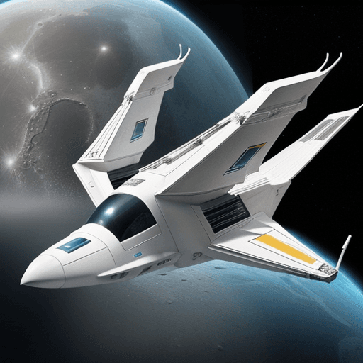 AI generated: Eagle ship from tv series "space 1999", Eagle space ship is modified and modernised, more rounded, w...