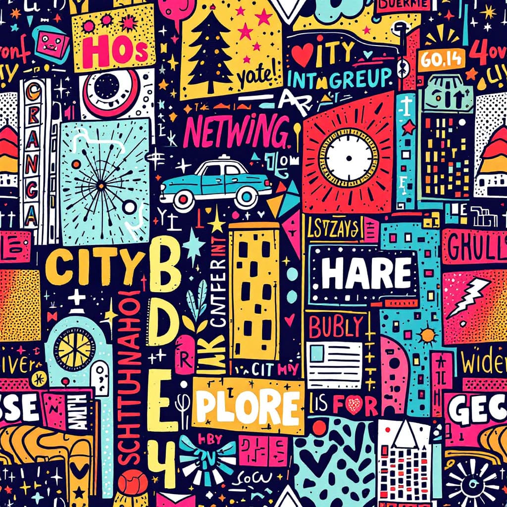 AI generated: pattern illustration, inspired by graffiti art, bold, saturated colors with a touch of 80s, feature ...