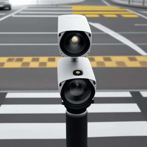 AI generated: smart crosswalk, camera, radar, lider, sensor