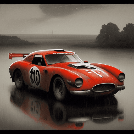 AI generated: red race car, in the style of sam spratt, historical illustrations, old masters, genndy tartakovsky,...