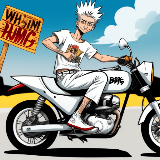 AI generated: creates an image of fido dido in full body, has white shorts, has a white flannel with a sign that s...