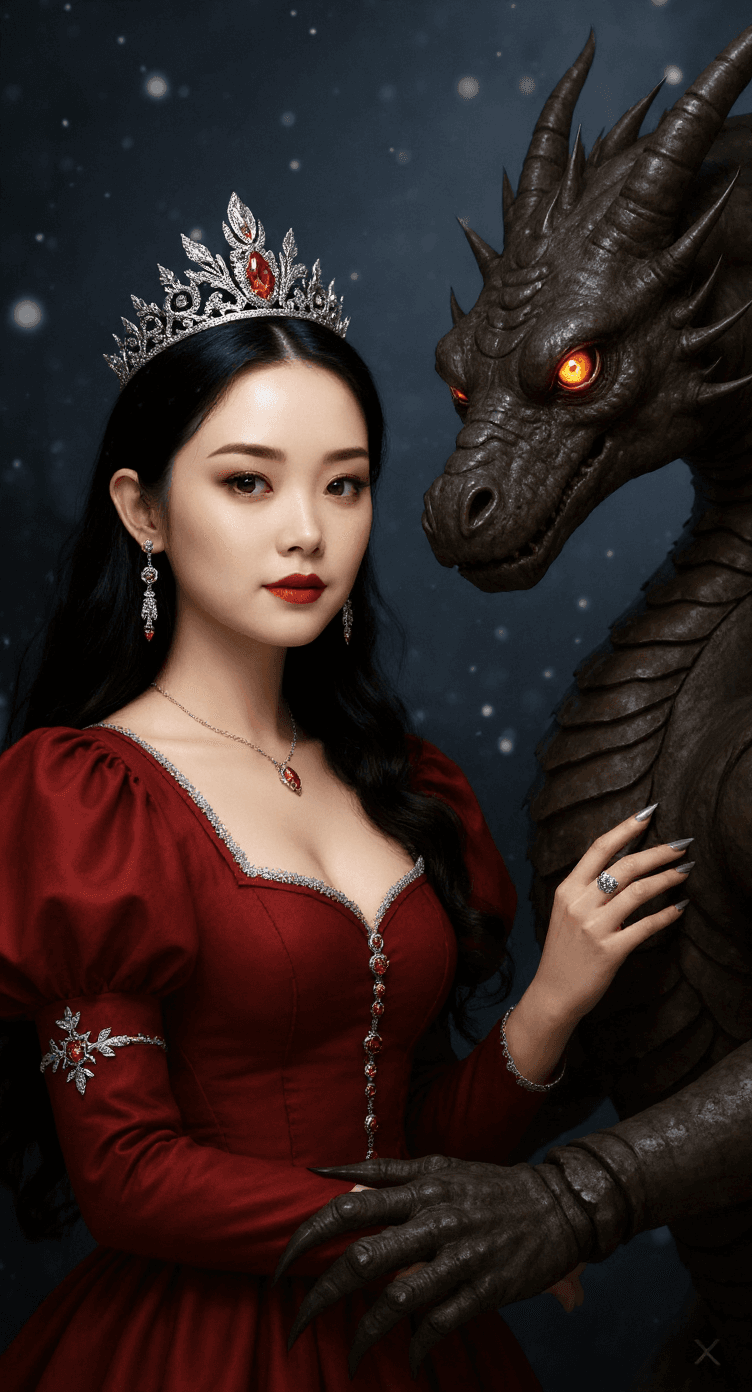 AI generated: This is a majestic and highly detailed fantasy portrait that depicts an intimate and powerful bond b...