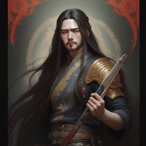 AI generated: a painting of a man with long hair, a poster by Wu Zuoren, cgsociety contest winner, fantasy art, of...
