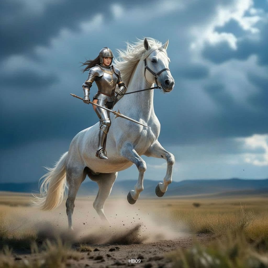 AI generated: The knight.
Insert a small "HB09" watermark at the bottom of the photo.