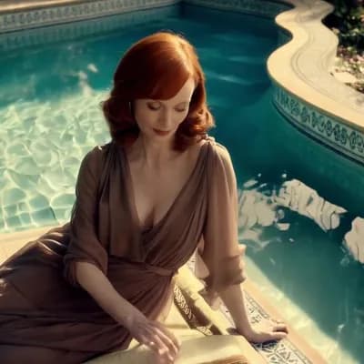 AI generated video: christina hendricks pool