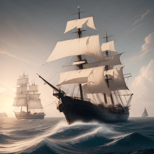 AI generated: Photo of a ultra realistic sailing ship, dramatic light, pale sunrise, cinematic lighting, battered,...