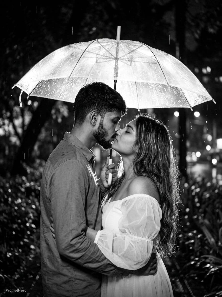 AI generated: photorealistic, exquisite detailed black-and-white photograph captures an intimate moment between a ...