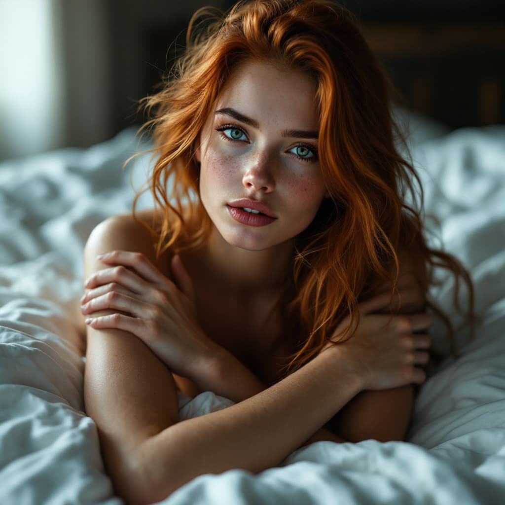 AI generated: (Fine art photography:1.5, Cinematic portrait:1.4, Intimate close-up:1.4, High-resolution 8K:1.5, So...