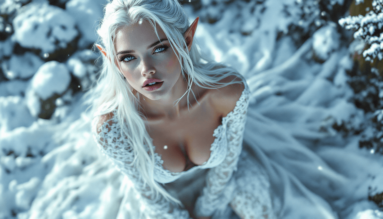 AI generated: elf girl. zelda. small elf ears. long platinum blonde hair. full lips. lips pressed together. beauti...