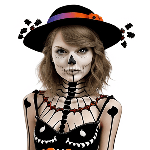 AI generated: Taylor swift catrina skeleton colorful spiders skulls pumpkins cute avatar for profile