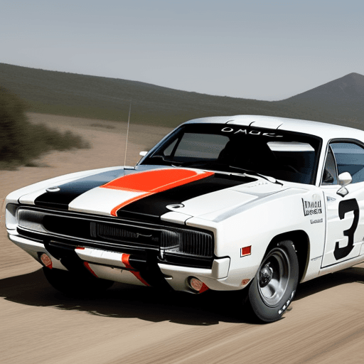 AI generated: dodge charger 1970 rally car inspired by Porsche classic rally cars