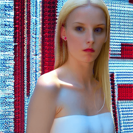 AI generated: Pale blonde Girl with huge fake breasts topless