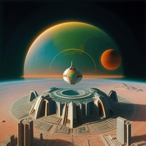 AI generated: Retrofuturism style, It is a city designed by Buckminster Fuller on Mars in 2500, influenced by the ...