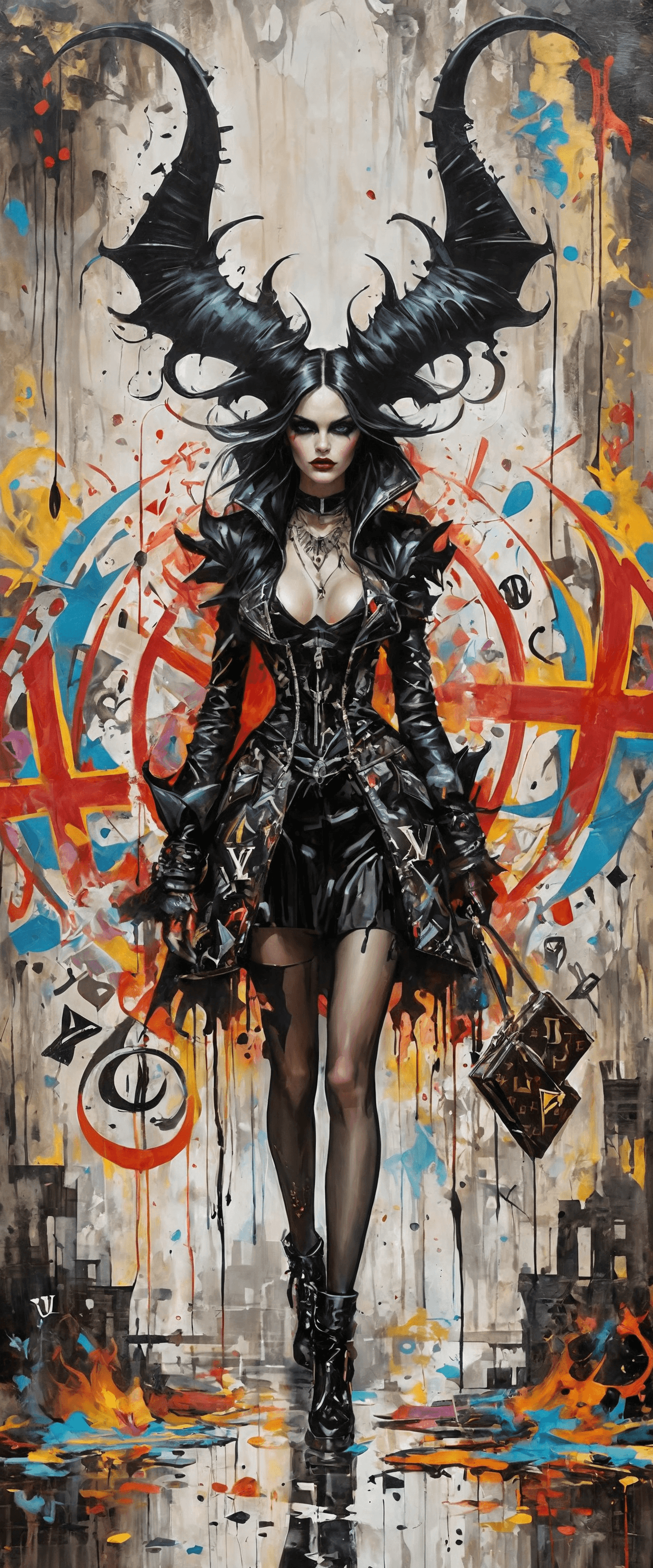 AI generated: Impressionist painting Graffiti style louis vuitton, balenciaga, dark gothic, symmetrical, occult, s...