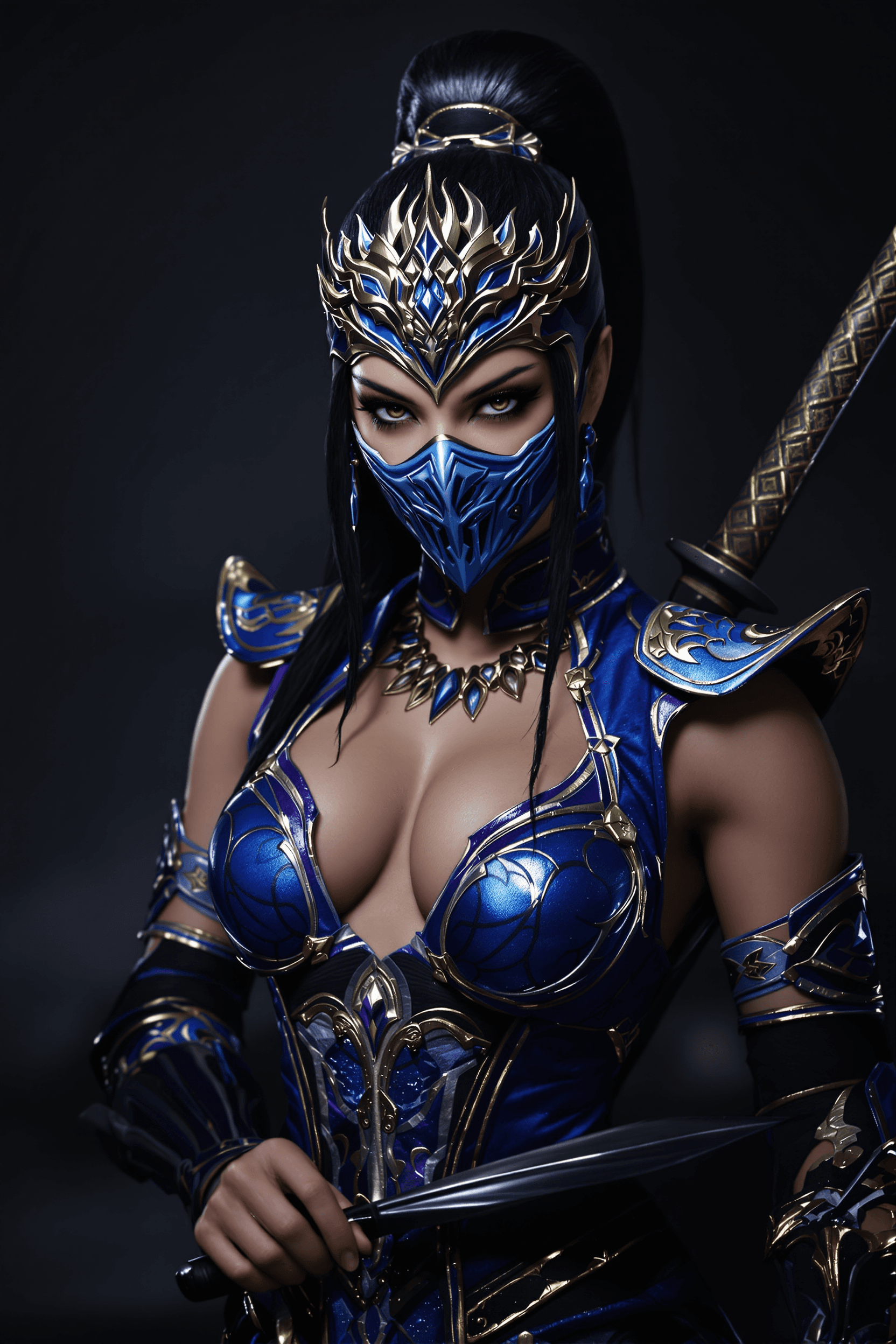 AI generated: Ultra-detailed, high-quality cinematic portrait of Kitana from Mortal Kombat. A stunning, lifelike m...