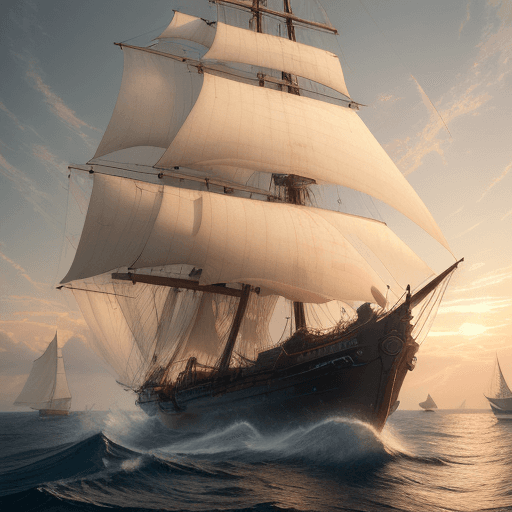 AI generated: Photo of a ultra realistic sailing ship, dramatic light, pale sunrise, cinematic lighting, battered,...