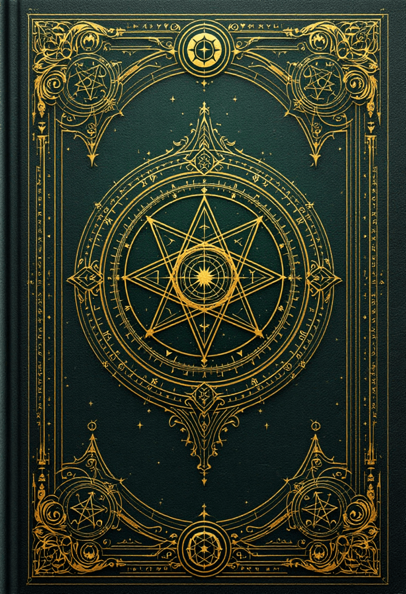 AI generated:  highly detailed, hyper-realistic masterpiece, ancient spell book cover

Book cover design, ancient ...