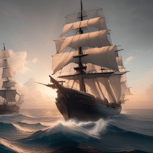 AI generated: Photo of a ultra realistic sailing ship, dramatic light, pale sunrise, cinematic lighting, battered,...