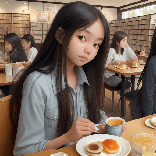 AI generated: hyper realism, beautiful, photo realistic,  detailed,  asia girl, long hair. Middle school students,...