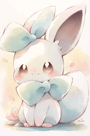 AI generated: Scribble of chibi rabbit with adorable design, soft color, Gerald Scarfe, rabbit-shaped-shading, cha...