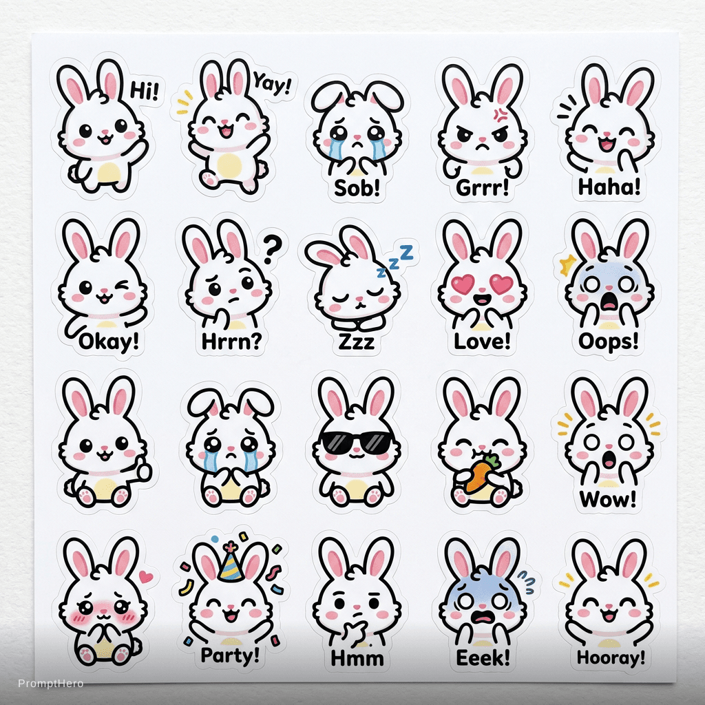 AI generated: animal rabbit chibi sticker