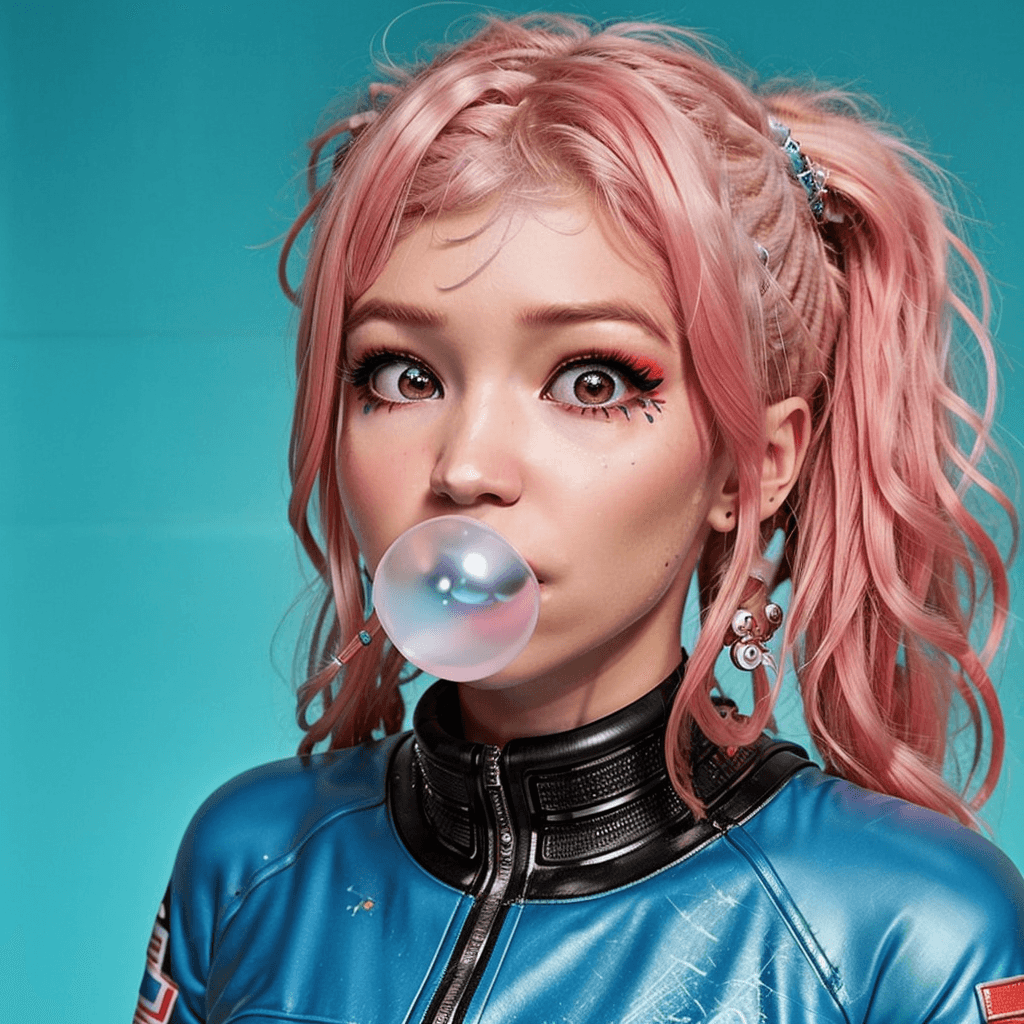 AI generated: by Jean Michel Basquiat,a cyborg girl, <lora:DI_belle_delphine_v1:1> BREAK a cyborg girl wearing Adi...