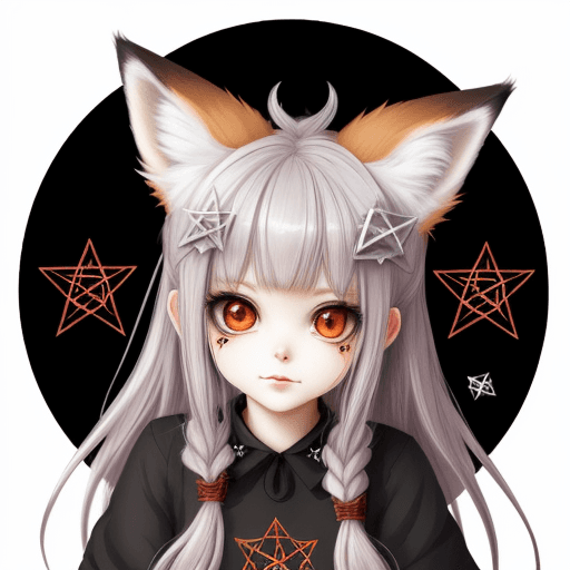 AI generated: little cute fox with pentagram on her head --niji