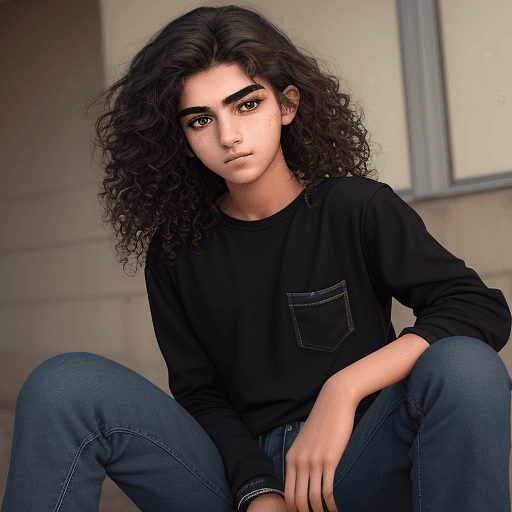 AI generated: "Generate a realistic portrait of a 17-year-old high school student. The student is Kurdish. They ha...