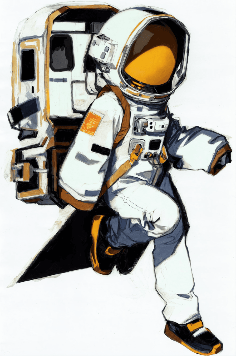 AI generated: object head, full body,simple white background, astronaut, <lora:flat2:-0.5>