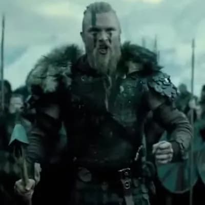 AI generated video: A Viking cheering and rallying his troops before a battle.