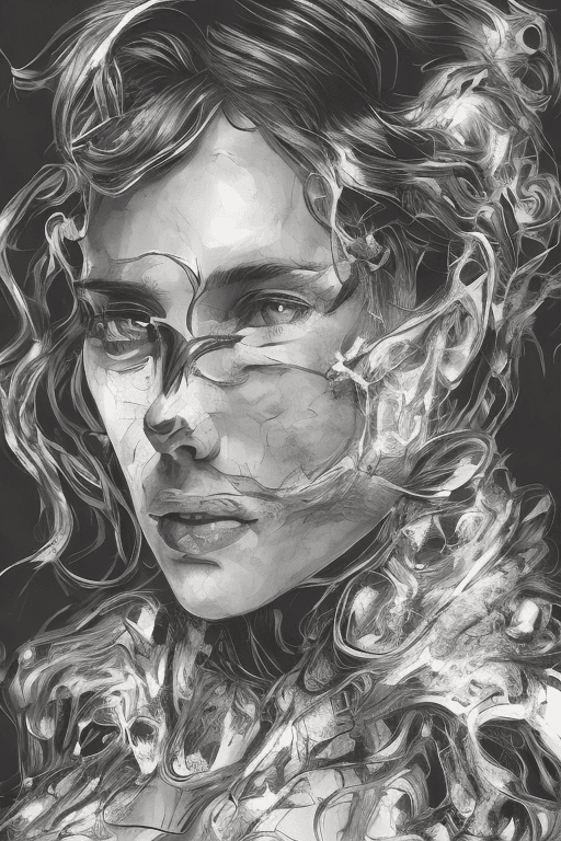 AI generated: A shockingly detailed monochromatic vector illustration of "Scarlett Johansson" unaliasing an anomal...